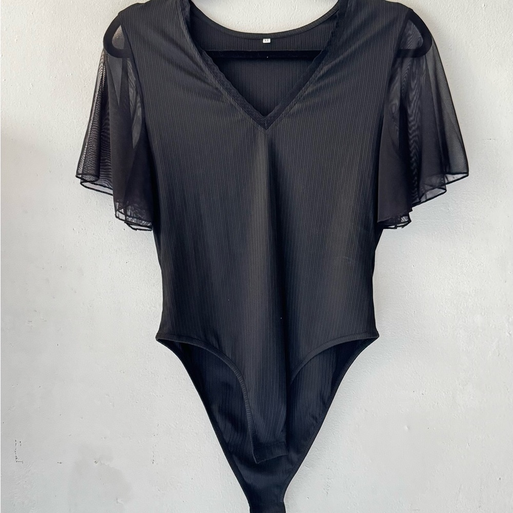 2/$10 Elegant Bodysuit with Mesh Sleeves
